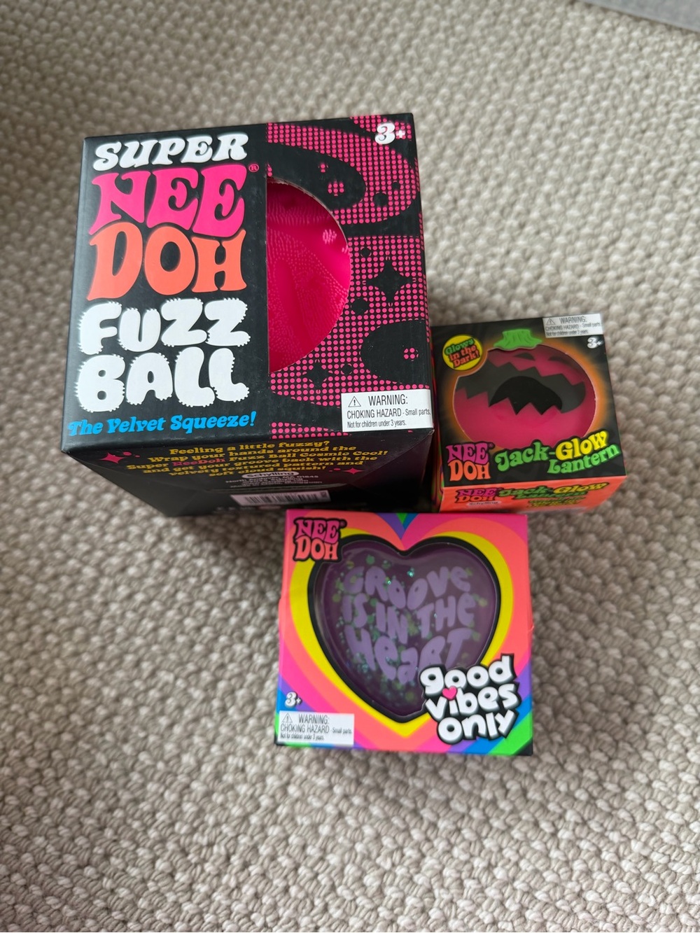 NeeDoh Pink super Fuzz Ball Gift Set — NeeDoh heart and Jack glow